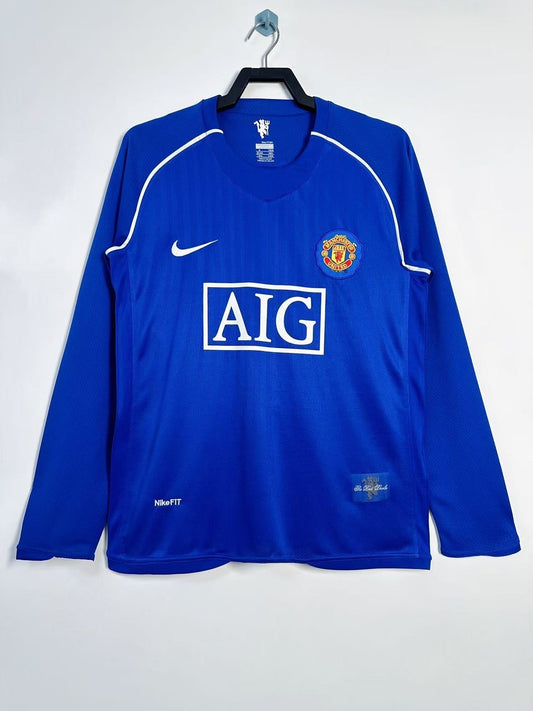 Man's Retro Long Sleeve Manchester United Team Blue GK - 2007/08