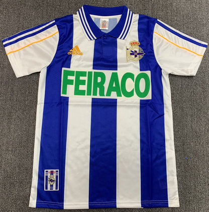 Man's Retro Jersey Deportivo La Coruna Team Blue and White - 1999/00