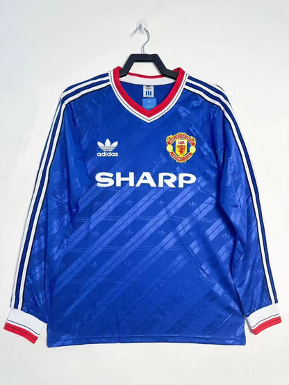 Man's Retro Long Sleeve Manchester United Team Away - 1986/88