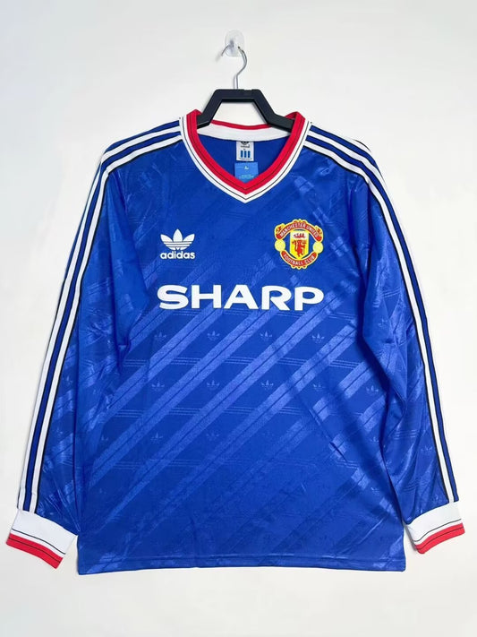Man's Retro Long Sleeve Manchester United Team Away - 1986/88