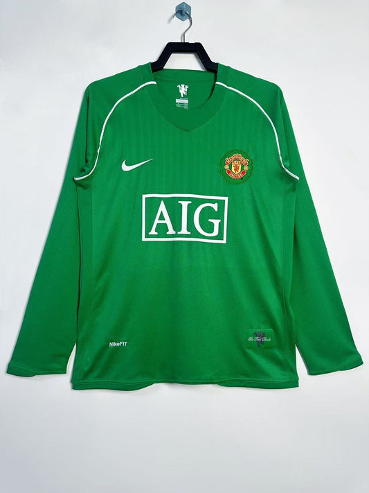 Man's Retro Long Sleeve Manchester United Team Green GK - 2007/08