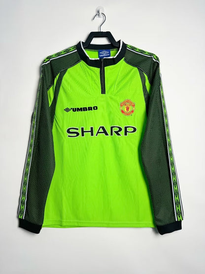 Man's Retro Long Sleeve Manchester United Team Green GK - 1998/1999